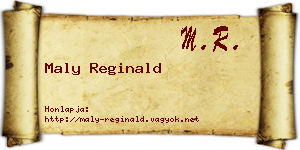 Maly Reginald névjegykártya